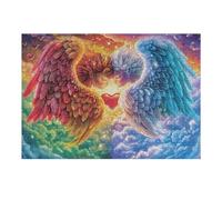 Pareja de ángeles alas Rojas Azules Rompecabezas 300 Piezas Cartón para Toda La Familia Ocio Tranquilo En Casa Alivio Ansiedad Decoración Artística Detalle Regalo 300 PCS