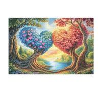 Pareja de árboles en Forma de corazón Bosque Naturaleza Salvaje Rural Puzzle 1000 Piezas para Adultos Divertido Cautivador Y Relajante Familia Amigos O Hobby 1000 PCS（75x50cm）