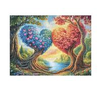 Pareja de árboles en Forma de corazón Bosque Naturaleza Salvaje Rural Puzzle 500 Piezas para Adultos Divertido Estimulante Y Entretenido Familia Amigos O Hobby 500 PCS（52×38cm）