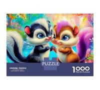 Pareja de Ardillas Puzzle 1000 Piezas Esquilas Cartón Premium para Toda La Familia Regalo Cumpleaños para Entrenar La Mente Oferta 52x38cm/1000pcs