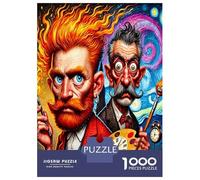 Pareja de Artistas, Pincel, Paleta 1000 Piezas para Adultos Caprichosa Parodia artística Puzzle, Cartón Ecológico-Hit De Las Familias, Entrena El Cerebro, Oficina 38x26cm/1000p