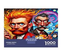 Pareja de Artistas, Pincel, Paleta 1000 Piezas Premium Caprichosa Parodia artística Puzzle Clásico, Cartón Top - Antiestrés, Decoración Pared, Regalo Ideal para Mujeres, Hombres Y Mayores 52x38cm