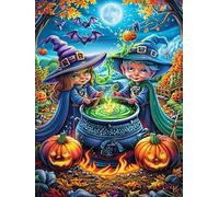 Pareja de Brujas en el Bosque de Halloween Rompecabezas 500 Piezas Cartón para Expertos Cuento de Hadas de acompañamiento mágico Mejora Memoria Actividad Tiempo Libre Pack Completo Ori