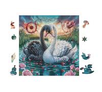 Pareja de cisnes en el Estanque de Loto Puzzle 100 Piezas Cartón Grueso para Adultos Y Adolescentes Ocio Doméstico Terapia Relajación Mejor Valorado Idea De Regalo 28x28cm