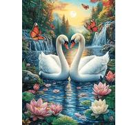 Pareja de cisnes en el estanque de loto Rompecabezas 1000 Piezas Cartón Para Parejas Pintura al óleo de animales y plantas Actividad Tiempo Libre Terapia Relajación Decoración Salón Regalo Sorpresa 10