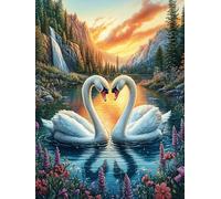 Pareja de cisnes en el Lago Puzzle 500 Piezas Regalo Familiar Mitos de Cuentos de Hadas Rompecabezas 3D Obra De Arte para Hombres Y Mujeres DIY Creativo Aliviar Estrés 500 PCS