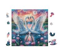 Pareja de Cisnes Jardín de Rosas Puzzle 100 Piezas Papel Mayores Terapia Ocupacional Entretenimiento Sin Pantalla para Navidad Regalo Original 28x28cm