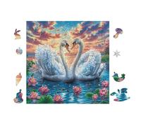 Pareja de Cisnes Lake Puzzle 100 Piezas Papel Principiantes Desarrollo Habilidades Estimulación Cerebral Juego Compartir 28x28cm