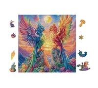 Pareja de fénix in Flames Puzzle 100 Piezas Papel Mayores Terapia Ocupacional Alivio Estrés Tiempo Libre En Casa Regalo Original 28x28cm