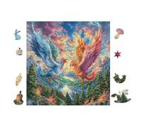 Pareja de Fénix Puzzle 100 Piezas Cartón Blanco Premium para Coleccionistas Entrenamiento Memoria Juego Compartir Colección Rompecabezas 28x28cm