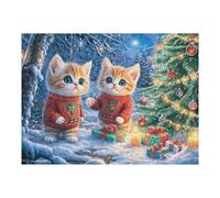 Pareja de Gatos Pino Bosque Mascota tierna Vida Silvestre Salvaje Puzzle 500 Piezas para Adultos Divertido Estimulante Y Relajante Hobby Y Momentos Familiares 500 PCS（52×38cm）
