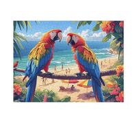 Pareja de guacamayos en Rama Florida Puzzle 500 Piezas Educativo 3D Familiar Mascota Rompecabezas para Familia Desafío Intelectual DIY Creativo Decoración Hogar 500 PCS