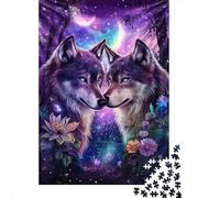 Pareja de Lobos Místicos Puzzle de 1000 Piezas Puzzle para Adultos Noche Colorida Relajación Enfoque Familia Regalo Decoración 70x50cm/1000pcs