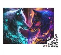 Pareja de Lobos Místicos Puzzle de 1000 Piezas Puzzle para Adultos Papel Escena Artística Colorida Relajación Foco Regalo Familiar Decoración Hogar 38x26cm/1000pcs