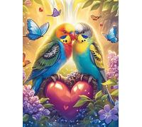 Pareja de Loros con Corazones Puzzle 1000 Piezas Papel Mayores Mascota de Vida Silvestre Terapia Ocupacional para Relajarse Entretenimiento Sin Pantalla Más Vendido Regalo Original 1