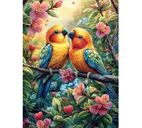 Pareja de Loros en el jardín del Amor Rompecabezas 1000 Piezas Cartón para Niños Mayores 14 Años Noches De Cita Antiestrés Pack Completo Detalle Único Original 1000 PCS