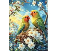 Pareja de Loros en el jardín del Amor Rompecabezas 300 Piezas Cartón Grueso para Coleccionistas Noches De Cita Mejora Concentración Ocio En Casa Regalo Reyes Magos 300 PCS