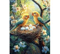 Pareja de Loros en el Nido Puzzle 300 Piezas Cartón Blanco Premium para Coleccionistas Cuento de Hadas tierno de acompañamiento Entrenamiento Memoria Hobby Colección Regalo Original 30