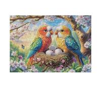 Pareja de Loros en el Nido Puzzle 300 Piezas Cartón Grueso para Adultos Y Adolescentes Ocio Doméstico Terapia Relajación Mejor Valorado Idea De Regalo 300 PCS