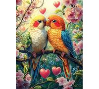 Pareja de Loros en jardín de Amor Puzzles 1000 Piezas Estera Portátil Familiar Rompecabezas para Adultos Aliviar Estrés 3D Maquetas Construir DIY Moderno 1000 PCS