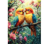 Pareja de loros en la rama del árbol Puzzles 1000 Piezas Moderno Minimalista Cuento de hadas fantástico animal Rompecabezas Familiar Para Adultos 3D Maquetas Construir Aliviar Estrés Decorativo 1000 P