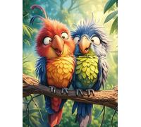 Pareja de Loros en una Rama Florida Puzzle 300 Piezas Cartón Resistente para Parejas Mascota de Vida Silvestre Noches De Cita para Relajarse para Fiestas Navideñas 300 PCS