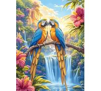 Pareja de Loros Junto a una Cascada Rompecabezas 1000 Piezas Cartón Para Niños Mayores 14 Años Mascota de Vida Silvestre Cute Entretenimiento Casa Antiestrés Detalle San Valentín Detalle Único Origina