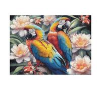 Pareja de Loros mar de Flores Rompecabezas 500 Piezas Cartón para Parejas Animal Mascota Actividad Tiempo Libre Terapia Relajación Decoración Salón Regalo Sorpresa 500 PCS