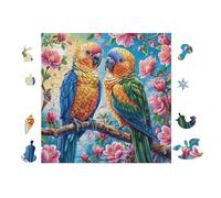Pareja de Loros Tropicales Puzzle 100 Piezas Papel Principiantes Desarrollo Habilidades Estimulación Cerebral Juego Compartir 28x28cm
