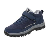 Pareja de modelos de invierno para hombres más terciopelo cálido de edad y ancianos ligeros informales cómodos antideslizantes para caminar al libre botas de nieve zapatos (Dark Blue, 44)