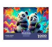 Pareja de Pandas en el jardín cósmico 1000 Piezas - Papel Reciclado & Difícil Suave cósmico - Adultos Y Niños 52x38cm/1000pcs Regalo Ideal
