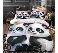 Pareja de pandas Funda de Edredón Cierre de Cremallera Oculta Juego de 3 Piezas Diseño 3D incluye Fundas de Almohada Transpirable Linda caricatura Funda Edredon for Ancianos Single（135x200cm）