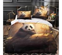 Pareja de pandas Funda de Edredón Diseño 3D Juego de 3 Piezas Cierre de Cremallera Oculta incluye Fundas de Almohada Antialérgica Linda caricatura Funda Edredon for Ancianos Double（200x200cm）