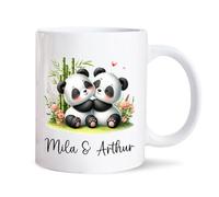 Pareja De Pandas Tazón Cerámica Tazas Té Graciosa Tazón De Café Regalos Divertidos Para Familiares Navidad Amigos 330 Ml