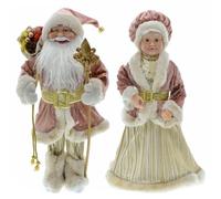 Pareja de Papá Noel de pie de Navidad, figuras de Papá Noel, 2 piezas de 17,7 pulgadas Genial Mr and Mrs Claus Figuras de Navidad Adorno de muñeca de Papá Noel de Navidad Decoraciones navideñas