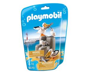 Pareja de pelícanos y sus 2 bebés n°9070