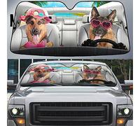 Pareja De Perros Conduciendo Parasol para Parabrisas Protección Rayos UV Parasol De Coche Portátil Protector Solar para Luna Delantera Universal para Camión Todoterreno Furgonetas M
