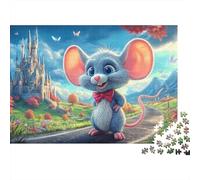 Pareja de ratón romántico Sturdy Cardboard Arte de la fantasía del Castillo Jigsaw Puzzle Adults Kids Fun Educational Game Great Gift for Birthday Christmas Puzzle Lovers 52x38cm/1000pcs