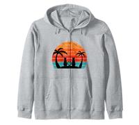 Pareja de Silueta de Gato Retro con gráfico de Puesta Sudadera con Capucha