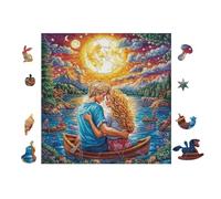 Pareja en el Barco en la Cascada Puzzle 100 Piezas Papel Mayores Terapia Ocupacional Alivio Estrés Tiempo Libre En Casa Regalo Original 28x28cm