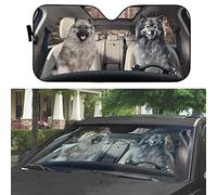 Pareja Feliz De Perros Keeshond Conduce Un Keeshond Parasol Delantero De Coche Protección Rayos UV Parasol para Parabrisa Protección Solar Parabrisas Delanteros Universal para Camión S