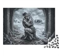 Pareja Guerrero vikingoRompecabezas Clásico De 1000 Piezas Cartón Reciclado Mitología nórdica Coordinación Ojo-Mano Adolescentes 12+, Tiempo Libre, Regalo De Cumpleaños 52x38cm/1000pcs