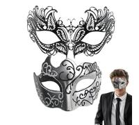 Pareja Masquerade Masque Set,Masquerade Masque Parejas Set - Encaje Retro Vendaja,Masques Brillantes, Accesorios de Cosplay para Carnaval de Halloween