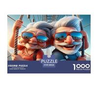 Pareja Mayor Feliz Puzzle para Adultos Puzzle de 1000 Piezas Escena de Vacaciones Relajación Enfocar Regalo para Hogar Familia 38x26cm/1000pcs