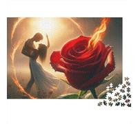 Pareja Puzzle 1000 Piezas Danza Rosa Fuego Cartón Reciclado para Toda La Familia Regalo Navidad para Decorar Mejor Regalo Oferta 38x26cm/1000pcs