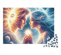 Pareja Puzzle 1000 Piezas Sol Luna Toque Cartón Reciclado para Parejas Noche Familiar para Entretenimiento Mejor Regalo Oferta 52x38cm/1000pcs