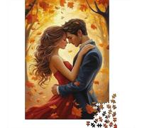 Pareja Romance Otoño Rompecabezas 1000 Piezas Ilustrados Juego Difícil Adultos Familia Regalo Hombre Mujer Navidad DIY Papel 38x26cm/1000pcs