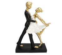 Pareja Romántica Bailando Escultura Decoración Resina Elegante Pareja Bailarina de Ballet Estatua Estatuilla Ornamento Oro (7130W-01)
