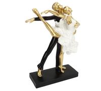 Pareja Romántica Bailando Escultura Decoración Resina Elegante Pareja Bailarina de Ballet Estatua Estatuilla Ornamento Oro (7130W-02)
