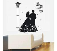 Pareja Romántica Calcomanías De Pared De Vinilo Estilo Romántico Decoración Del Dormitorio Del Hogar Papel Tapiz De Amante Extraíble Regalo De Boda 42X46 Cm 622 Negro